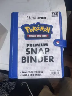 Ultra PRO Pokemon 4 Pocket Premium Snap Binder Blue Premium Leatherette Cover - Image 1