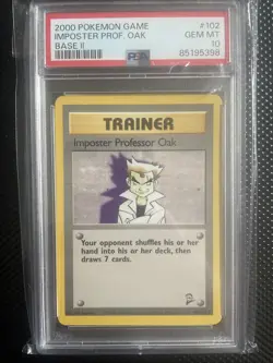 Pokemon Base Set 2 Rare Imposter Professor Oak Trainer 102/130 - PSA 10 - Image 1