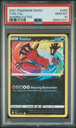 2021 Pokemon SWSH Shining Fates Yveltal Amazing Rare Holo #46 PSA 10 - GEM MINT! - Image 1