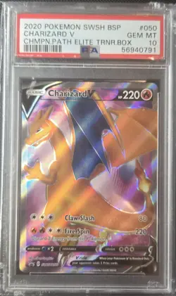 2020 POKEMON SWSH BLACK STAR PROMO 050 CHARIZARD V CHAMPION'S PATH ETB PSA 10 - Image 1