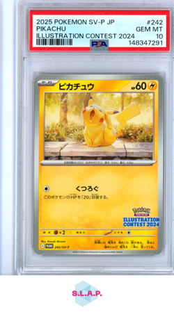 PIKACHU ILLUSTRATION CONTEST 2024 POKEMON JAPANESE SV-P PROMO 2025 242 PSA 10 - Image 1