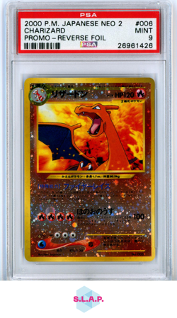 CHARIZARD PROMO-REVERSE FOIL POKEMON JAPANESE NEO 2 PROMO 2000 006 PSA 9 - Image 1
