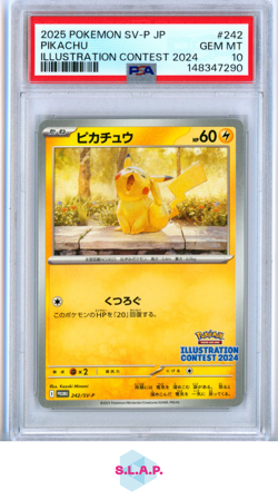 PIKACHU ILLUSTRATION CONTEST 2024 POKEMON JAPANESE SV-P PROMO 2025 242 PSA 10 - Image 1