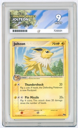 POKEMON - JOLTEON #3 - NON HOLO - POP SERIES 3 - 2006 - ACE 9 MINT - Image 1