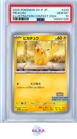 PIKACHU ILLUSTRATION CONTEST 2024 POKEMON JAPANESE SV-P PROMO 2025 242 PSA 10 - Image 1