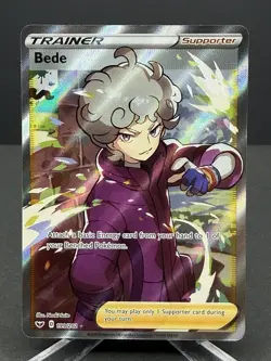 Pokemon Trainer Bede 199/202 Sword & Shield Full Art Holo Utlra Rare - NM - Image 1