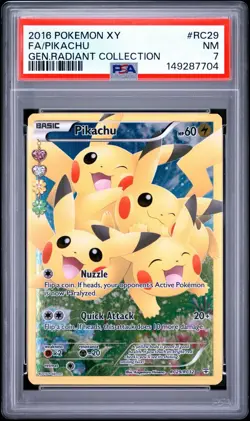 2016 POKEMON XY GENERATIONS RADIANT COLLECTION #RC29 FULL ART/PIKACHU PSA 7 - Image 1