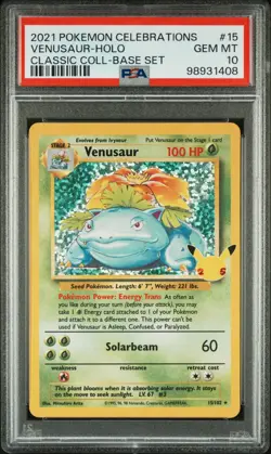 2021 Pokemon Celebrations Classic Collection Venusaur Holo #15 PSA 10 - GEM MINT - Image 1
