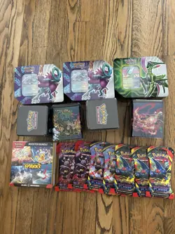 Pokemon TCG Tins Lot And Packs Lot - New- Surging Sparks Phantasmal Flames More - Image 1