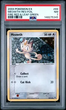 2004 Pokemon EX Fire Red & Leaf Green Meowth-Reverse Foil #69 NM-MT 7 *NEW* - Image 1