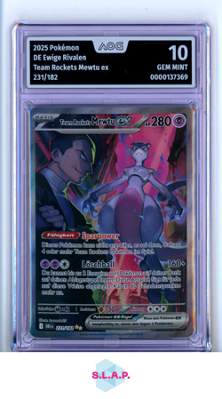 TEAM ROCKETS MEWTU EX POKEMON 231/182 2025 DE EWIGE RIVALEN HOLOFOIL AOG 10 G MT - Image 1