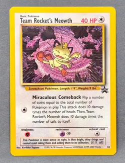 MP+ Team Rocket's Meowth 18 Wizards Black Star Promos Pokemon Kunihiko Yuyama - Image 1
