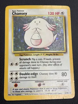 Pokemon TCG Chansey Base Set 3/102 Holo Unlimited Holo Rare - Image 1