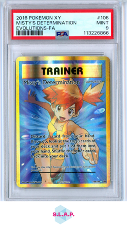 MISTYS DETERMINATION POKEMON 108 2016 XY EVOLUTION FOIL ENGLISH PSA 9 - Image 1