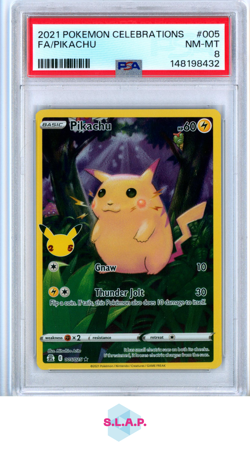 FA/PIKACHU POKEMON CELEBRATIONS 2021 005 PSA 8 - Image 1