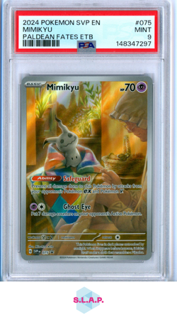 MIMIKYU PALDEAN FATES ETB POKEMON SVP EN-SV BLACK STAR PROMO 2024 075 PSA 9 - Image 1