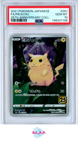 FA/PIKACHU POKEMON 25TH ANN. COLL JAP 2021 001 PSA 10 - Image 1