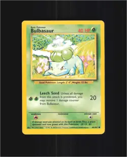 Bulbasaur 44/102 Common Base Set Unlimited Pokemon Moderately Played - Image 1