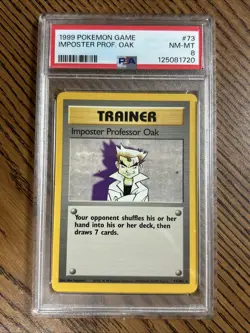 1999 Pokemon Game Imposter Professor Oak 073/102 Base Set Regular PSA 8 - Image 1