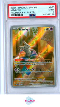 MIMIKYU PALDEAN FATES ETB POKEMON SVP EN-SV BLACK STAR PROMO 2024 075 PSA 9 - Image 1