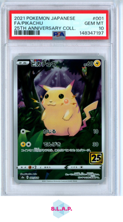 FA/PIKACHU POKEMON 25TH ANN. COLL JAP 2021 001 PSA 10 - Image 1