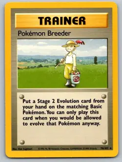 Pokemon Breeder 76/102 Rare Base Set Unlimited Pokemon Lightly Played - Image 1