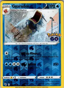 Gyarados Pokemon GO 022/078 Holo Rare Reverse Holo Pokemon Near Mint - Image 1