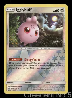 Igglybuff 168/236 Uncommon Cosmic Eclipse Pokemon Reverse Holo Near Mint - Image 1