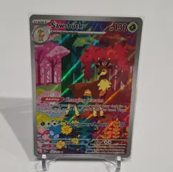 Pokemon TCG Sawsbuck Full Art Illus Rare Holo SV05 166/162 EN 2024 130 - Image 1