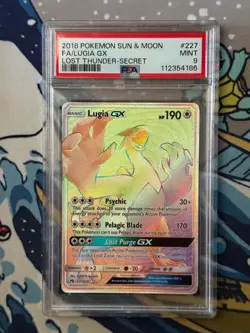 2018 Pokemon Sun & Moon Lost Thunder Secret Rainbow 227 FA Lugia Gx Psa 9 Mint - Image 1