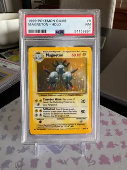 1999 POKEMON BASE SET UNLIMITED MAGNETON HOLO PSA 7 - Image 1