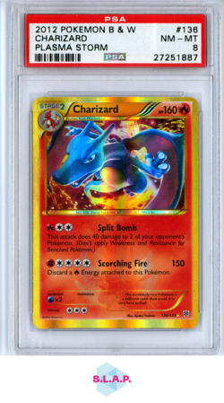 CHARIZARD PLASMA STORM POKEMON BLACK & WHITE PLASMA STORM 2013 136 PSA 8 - Image 1