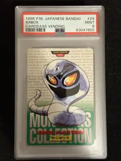 PSA 9 Mint Pokemon Carddass Japanese Vintage Card 1996 Green 024 Arbok - Image 1