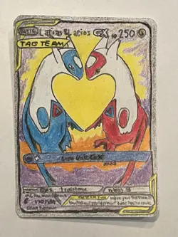 🔥Pokemon Latias & Latios GX Team Up Alt Art #170 Hand Drawn Art Card 1/1 NICE🔥 - Image 1