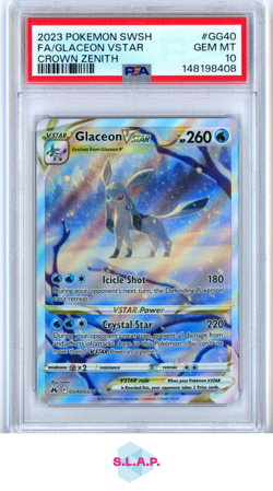 FA/GLACEON VSTAR POKEMON GG40/GG70 2023 CROWN ZENITH HOLO ALT ART ENG PSA 10 - Image 1