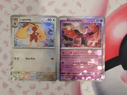 2 Pokeball Holo Lopunny And Fezandipiti Pokemon Card Lot - (NM - LP) - Image 1