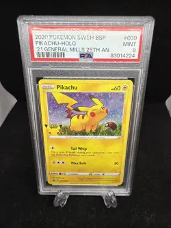 Pokemon Pikachu SWSH039 Holo Promo General Mills 25th Anniversary PSA 9 MINT - Image 1