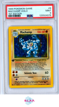 MACHAMP POKEMON GAME 8/102 1999 BASE SET 1ST EDITION HOLO EN PSA 9 - MINT - Image 1
