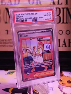 Pokemon TCG Crispin 171/131 Prismatic Evolutions SIR EN Holo PSA 10 - Image 1