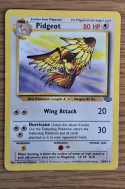 Pokemon TCG Pidgeot Jungle Card 24/64 Unlimited Rare Non-Holo good condition - Image 1