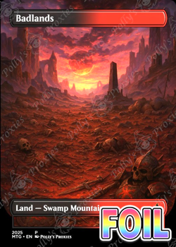 Badlands FOIL Original Dual Land Proxy Card with Custom Fantasy Art Design - Image 1