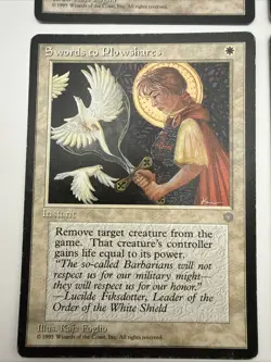 MTG Swords to Plowshares X4, Ice Age release, unc PLAYSET in VG condition 1995 - Image 4
