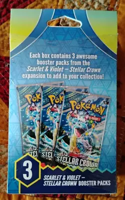 Pokemon Factory Sealed Scarlet & Violet Stellar Crown 3 Booster Packs Box - Image 2