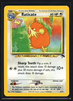 Pokemon TCG Raticate 6/18 Southern Islands 2001 Promo WOTC LP - Image 1