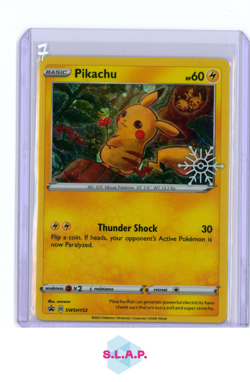 PIKACHU (SNOWFLAKE STAMP) POKEMON SWSH153 2022 BLACKSTAR HOLO (NM) ENGLISCH - Image 1