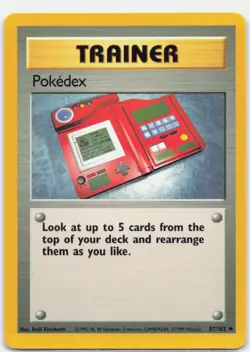 Pokedex 87/102 Uncommon Base Set Unlimited Pokemon Near Mint - Image 1