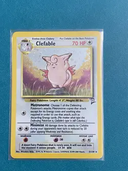 Pokemon Clefable 5/130 Base Set 2 Holo Rare NM - Image 1