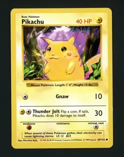 Pikachu MP Red Cheeks - 58/102 Base Set Shadowless - Pokemon 1999 (E) - Image 1