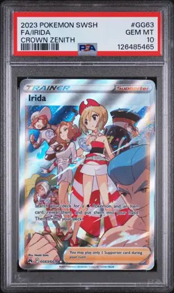 Pokemon Iridia PSA 10 Crown Zenith GG63 English SWSH Full Art Rare - Image 1