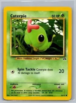 Caterpie 53/75 Common Neo Discovery Pokemon Unlimited Lightly Played - Image 1